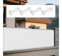 Vela Parasole 110 x 390 cm Pes Poliestere Impermeabile Ombreggiante Impermeabile con Fune Tenda a Vela per Esterno per Giardino, Balcone, Bianco