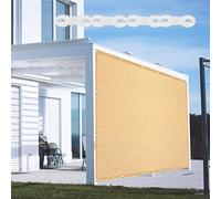 Vela Parasole 210 x 240 cm Protezione Antivento 98% Anti UV Ombreggiante Traspirante Protezione Raggi UV Antivento con Occhielli per Balcone per Giardino, Balcone, Color Crema