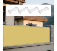 Vela Parasole 260 x 270 cm Pes Poliestere Impermeabile Ombreggiante Impermeabile con Fune Tenda a Vela per Esterno per Giardino, Balcone, Color Crema