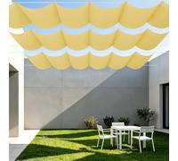Vela Parasole a Onda Retrattile 100 x 200 cm Impermeabile Vela Ombreggiante Impermeabile Resistente Agli Strappi per Patio, Terrazza, Giardino, Veranda, Protezione Esterna, Giallo sabbia