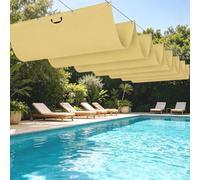 Vela Parasole a Onda Retrattile 100 x 300 cm Personalizzabile Vela Parasole Retrattile a Onda Resistente per Terrazza, Pergola, Veranda, Giardino, Giallo sabbia