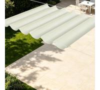 Vela Parasole a Onda Retrattile 150 x 520 cm Protezione Raggi UV Tenda da Sole Pergolato con Occhielli e Cordino per Patio, Terrazza, Giardino, Veranda, Protezione Esterna, bianco