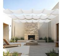 Vela Parasole a Onda Retrattile 200 x 540 cm Regolabile Vele Parasole da Esterno con Occhielli con Occhielli e Cordino per Terrazza, Pergola, Veranda, Giardino, Bianco