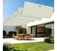 Vela Parasole a Onda Retrattile 250 x 480 cm Impermeabile Tenda da Sole Pergolato Resistente Agli Strappi per Patio, Terrazza, Giardino, Veranda, Protezione Esterna, bianco