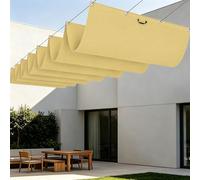 Vela Parasole a Onda Retrattile 350 x 400 cm Personalizzabile Tenda da Sole Pergolato con Occhielli e Cordino per Esterno, Terrazzo, Giardino, Balcone, Patio, Giallo sabbia