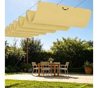 Vela Parasole a Onda Retrattile 350 x 720 cm Personalizzabile Parasole Retrattile con Occhielli e Cordino per Terrazza, Pergola, Veranda, Giardino, Giallo sabbia