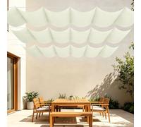 Vela Parasole a Onda Retrattile 350 x 900 cm Protezione Raggi UV Vele Parasole da Esterno con Occhielli con Occhielli e Cordino per Terrazza, Pergola, Veranda, Giardino, bianco