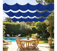 Vela Parasole a Onda Retrattile 400 x 400 cm Regolabile Telo Parasole per Esterni con Occhielli Resistente per Terrazza, Pergola, Veranda, Giardino, Blu Scuro