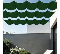 Vela Parasole a Onda Retrattile 500 x 280 cm Senza Foratura Parasole Retrattile Resistente Agli Strappi per Patio, Terrazza, Giardino, Veranda, Protezione Esterna, Verde Scuro