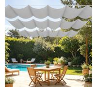 Vela Parasole a Onda Retrattile 500 x 320 cm Regolabile Telo Parasole per Esterni con Occhielli Resistente per Terrazza, Pergola, Veranda, Giardino, Grigio Chiaro