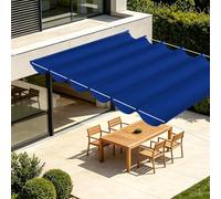 Vela Parasole a Onda Retrattile 500 x 420 cm Impermeabile UV Tenda a Velas con Occhielli e Cordino per Patio, Terrazza, Giardino, Veranda, Protezione Esterna, Blu Scuro