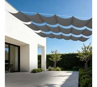 Vela Parasole a Onda Retrattile 500 x 480 cm Regolabile Vele Parasole con Occhielli Resistente Agli Strappi per Esterno, Terrazzo, Giardino, Balcone, Patio, Grigio Scuro