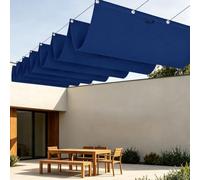 Vela Parasole a Onda Retrattile 550 x 750 cm Personalizzabile Parasole Retrattile con Occhielli e Cordino per Esterno, Terrazzo, Giardino, Balcone, Patio, Blu Scuro
