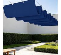Vela Parasole a Onda Retrattile 600 x 420 cm Senza Foratura Vele Parasole con Occhielli Resistente Agli Strappi per Esterno, Terrazzo, Giardino, Balcone, Patio, Blu Scuro