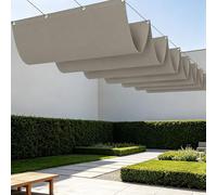 Vela Parasole a Onda Retrattile 650 x 480 cm Senza Foratura Vele Parasole con Occhielli Resistente Agli Strappi per Esterno, Terrazzo, Giardino, Balcone, Patio, Tortora