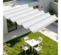 Vela Parasole a Onda Retrattile 800 x 300 cm Impermeabile Vela Parasole Retrattile a Onda Resistente per Terrazza, Pergola, Veranda, Giardino, Bianco