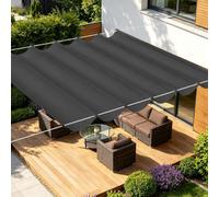 Vela Parasole a Onda Retrattile 800 x 300 cm Impermeabile Vele Parasole con Occhielli con Occhielli e Cordino per Terrazza, Pergola, Veranda, Giardino, Grigio Scuro