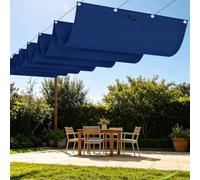 Vela Parasole a Onda Retrattile 850 x 360 cm Personalizzabile Parasole Retrattile con Occhielli e Cordino per Terrazza, Pergola, Veranda, Giardino, Blu Scuro