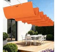 Vela Parasole a Onda Retrattile 850 x 440 cm Protezione Raggi UV Parasole Retrattile Resistente per Esterno, Terrazzo, Giardino, Balcone, Patio, Arancione
