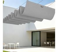 Vela Parasole a Onda Retrattile 900 x 220 cm Impermeabile Telo Parasole per Esterni con Occhielli Resistente Agli Strappi per Esterno, Terrazzo, Giardino, Balcone, Patio, Grigio Chiaro