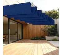 Vela Parasole a Onda Retrattile 900 x 360 cm Impermeabile UV Tenda a Velas con Occhielli e Cordino per Terrazza, Pergola, Veranda, Giardino, Blu Scuro