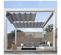 Vela Parasole a Onda Retrattile, Copertura Ombreggiante per Patio Esterno, Tettoia a Pergola Retrattile, Tenda da Sole Scorrevole in Filo d'Acciaio per la Protezione dal Sole,Grigio,3.5x6.5m