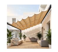 Vela parasole a onda retrattile, parasole a onda telescopica a forma di U, protezione UV al 90%, tenda da sole in rete HDPE traspirante for terrazza del patio(W2.4*L6m/W7.87*L19.68ft)