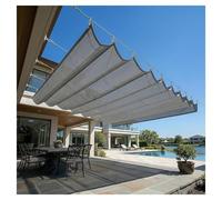 Vela parasole a onda retrattile,vela a onda regolabile e arrotolabile,Tessuto HDPE,Per La Stanza Del Sole Terrazza Giardino Terrazzato,95% Tasso di Ombreggiatura(W3.2*L15m/W10.50*L49.21ft)
