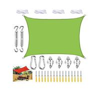 Vela parasole di alta qualità, 3 x 5 m, traspirante, resistente alle intemperie, per giardino, balcone, terrazza, colore verde con roto, per esterni, patio e terrazza