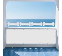 Vela Parasole Impermeabile 140 x 385 cm Anti UV Corde di Supporto Rete Ombreggiante Protezione Raggi UV con Fune e Occhiellato per Esterno Terrazza Giardino Piscina, Bianco