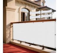 Vela Parasole Impermeabile 160 x 435 cm Anti UV Corde di Supporto Panno Ombreggiante Protezione Solare Schermo UV con Funi di Tensione per Balcone per Giardino, Balcone, Bianco