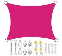 Vela parasole impermeabile, 6 x 8 m, rettangolare, protezione dai raggi UV, per giardino, patio, balcone, tenda da sole antivento con occhielli e kit di montaggio