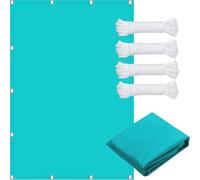 Vela parasole impermeabile, in HDPE, protezione dai raggi UV, per esterni, 6,5 x 7,5 m, protezione dal vento con corda inclusa, colore azzurro cielo