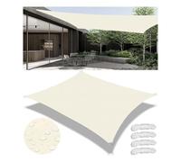 Vela parasole impermeabile rettangolare con anello a D in tela, protezione solare, protezione dalle intemperie, tenda da sole, protezione UV, rete ombreggiante con corda for giardino e terrazza(Creme,