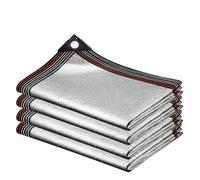 Vela parasole in alluminio riflettente al 99%, 3 x 5 m, protezione UV, antivento, color argento, per auto e cani, con occhielli, perfetta per patio e giardino