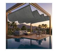 Vela Parasole Ondulata Retrattile, Esterno Copertura Ricambio per Pergola, Protezione UV E Solare Tenda A Rullo Scorrevole A Forma U, Gazebo ，Aste di supporto incluse(W2.6*L18m/W8.53*L59.05ft)