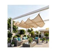 Vela parasole ondulata retrattile,tessuto parasole ventilato,resistente ai raggi UV al 90%,senza ristagni d'acqua,for terrazza con veranda, rete ombreggiante versatile(W3*L6m/W9.84*L19.68ft)