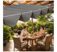 Vela Parasole Retrattile 120x400cm,Tessuto Oxford Impermeabile,Anti-UV e Resistente agli Strappi,Occhielli Inox,Montaggio Facile con Corda,per Terrazza,Balcone e Giardino Grigio scuro