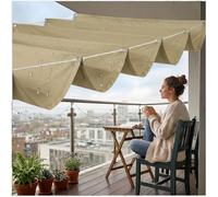 Vela Parasole Retrattile 120x400cm,Tessuto Oxford Impermeabile,Anti-UV e Resistente agli Strappi,Occhielli Inox,Montaggio Facile con Corda,per Terrazza,Balcone e Giardino Kaki chiaro