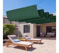 Vela Parasole Retrattile a Onda 4 x 5.1 m Resistente Alle Intemperie Tenda da Sole per Esterno Protección Rayos UV per Esterno Giardino Terrazza, Verde Scuro