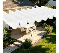 Vela Parasole Retrattile con Occhielli 200 x 800 cm Senza Foratura Vela Parasole Retrattile a Onda Resistente Agli Strappi per Esterno, Terrazzo, Giardino, Balcone, Patio, Bianco