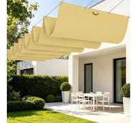 Vela Parasole Retrattile con Occhielli 250 x 200 cm Senza Foratura Vele Parasole con Occhielli Resistente per Esterno, Terrazzo, Giardino, Balcone, Patio, Giallo sabbia