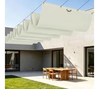 Vela Parasole Retrattile con Occhielli 250 x 540 cm Impermeabile Parasole Retrattile Resistente per Patio, Terrazza, Giardino, Veranda, Protezione Esterna, bianco
