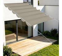 Vela Parasole Retrattile con Occhielli 350 x 280 cm Senza Foratura UV Tenda a Velas con Occhielli e Cordino per Terrazza, Pergola, Veranda, Giardino, Tortora