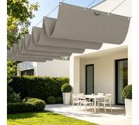 Vela Parasole Retrattile con Occhielli 350 x 800 cm Senza Foratura Vele Parasole con Occhielli Resistente per Esterno, Terrazzo, Giardino, Balcone, Patio, Tortora