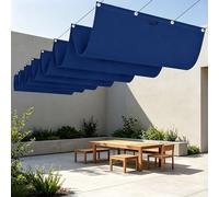 Vela Parasole Retrattile con Occhielli 400 x 320 cm Regolabile UV Tenda a Velas Resistente Agli Strappi per Terrazza, Pergola, Veranda, Giardino, Blu Scuro