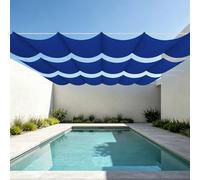 Vela Parasole Retrattile con Occhielli 400 x 460 cm Impermeabile Tenda da Sole a Ondas Retrattiles Resistente Agli Strappi per Terrazza, Pergola, Veranda, Giardino, Blu Scuro