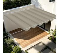 Vela Parasole Retrattile con Occhielli 550 x 150 cm Senza Foratura Telo Ombreggiante Resistente per Esterno, Terrazzo, Giardino, Balcone, Patio, Tortora