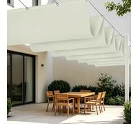 Vela Parasole Retrattile con Occhielli 550 x 400 cm Impermeabile Vele Parasole con Occhielli Resistente per Terrazza, Pergola, Veranda, Giardino, bianco