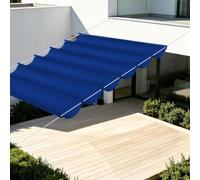 Vela Parasole Retrattile con Occhielli 600 x 480 cm Senza Foratura Telo Ombreggiante Resistente per Terrazza, Pergola, Veranda, Giardino, Blu Scuro